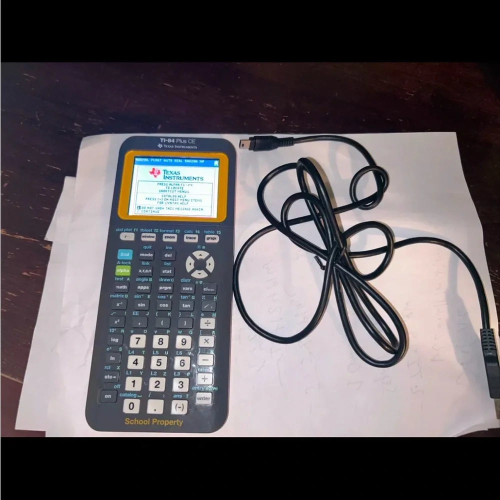 Texas Instruments TI-84 Plus CE Graphing Calculator w/ Cable - TESTED WORKS